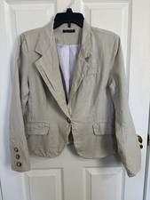 For Cynthia 100 Linen One Button Blazer Jacket Size Medium FLAWS