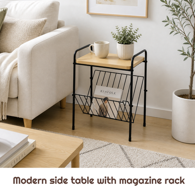 Small Side Table Magazine Rack Shelf Wooden Coffee/Lamp/End