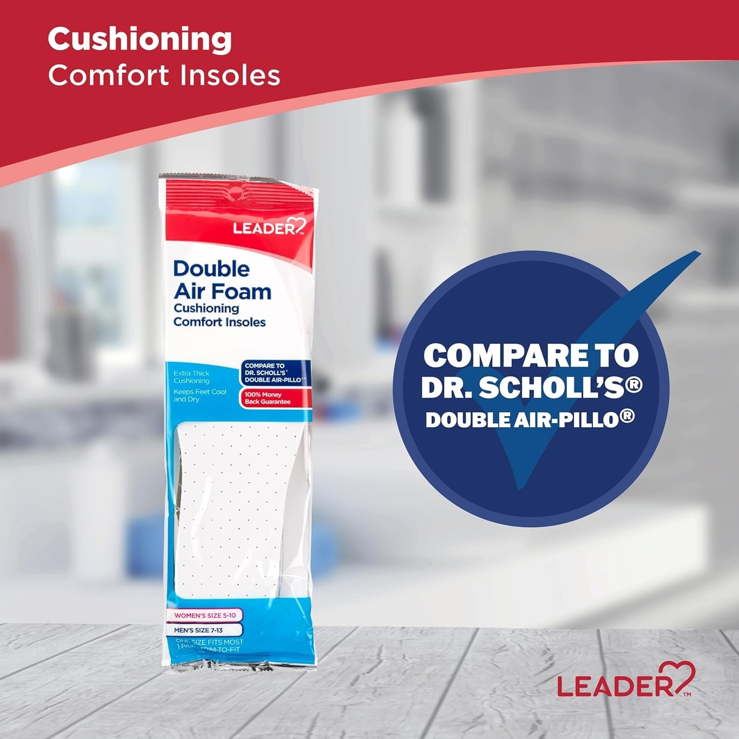 Double Air Foam Insoles - Extra Thick Cushioning for Cool, Dry Comfort - 1 Pair