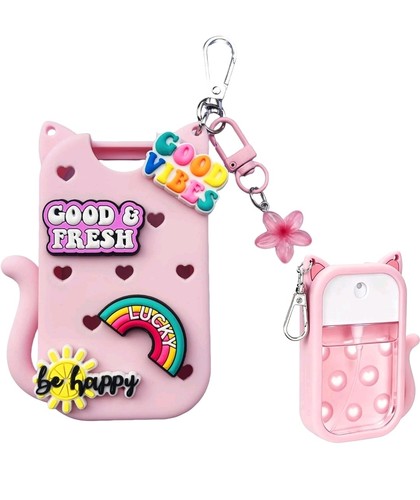 Silicone Case for Touchland Hand Sanitizer Spray Holder with 4 Charms - School