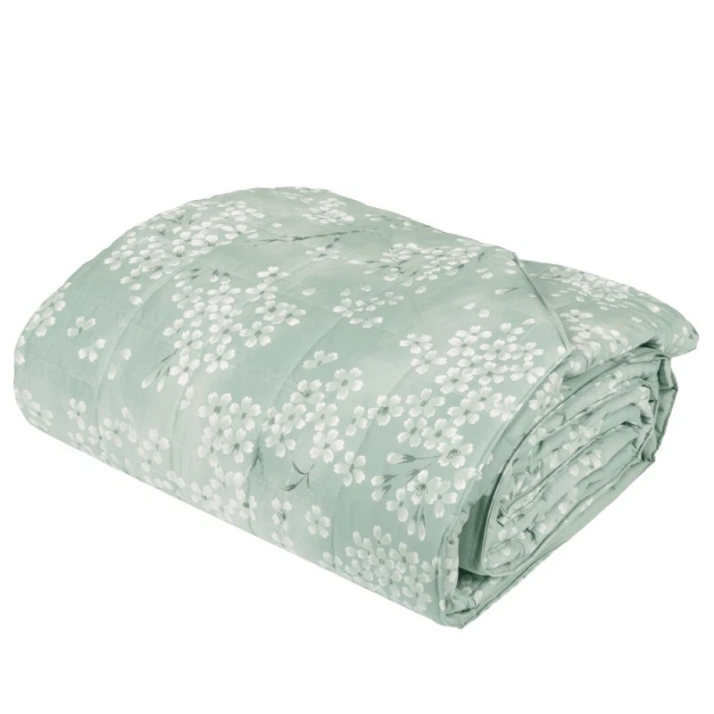 Trapunta Quilt Mezza Stagion FAZZINI Verde Fiori Matrimoniale Trapuntino Piumino, fotografia 5 di 12