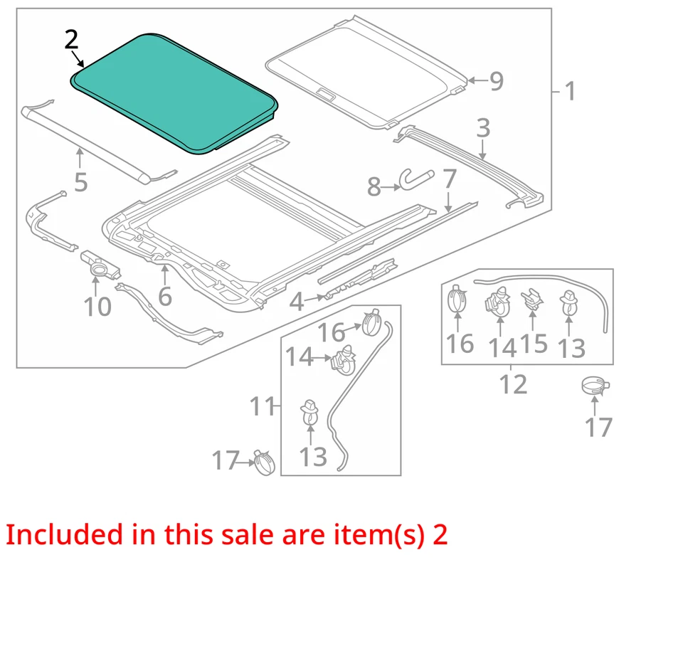 2011-2016 Hyundai Elantra Sun Roof Sunroof Window OEM Glass - Image 3 of 4