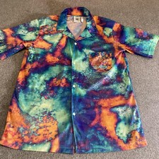 Adidas Shirt Mens Large Multicolor Mesh Button Front Camp Short Sleeve Originals