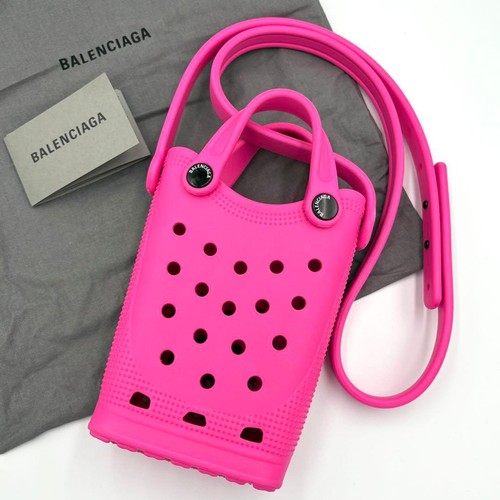 Balenciaga Crocs Phone Holder Shoulder Bag Leather Black Used Authentic