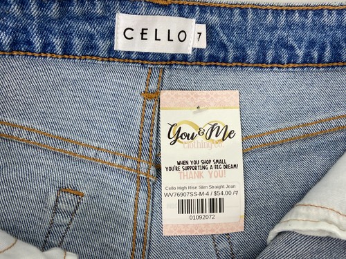 Jeans denim Cello donna taglia 7 vita alta gamba dritta nuovo con etichetta - Foto 11 di 15