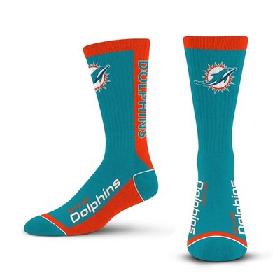 For Bare Feet NFL Miami Dolphins MVP Crew Socke Team Color Large