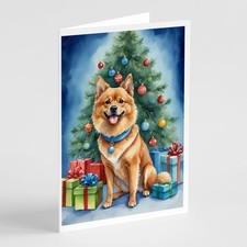 Caroline's Treasures Finnish Spitz Christmas Reindeer Greeting Cards Pack of 8