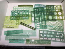 Lot Of 20 Vintage Drafting Templates-hex, Circle,ellipse, Lettering And More
