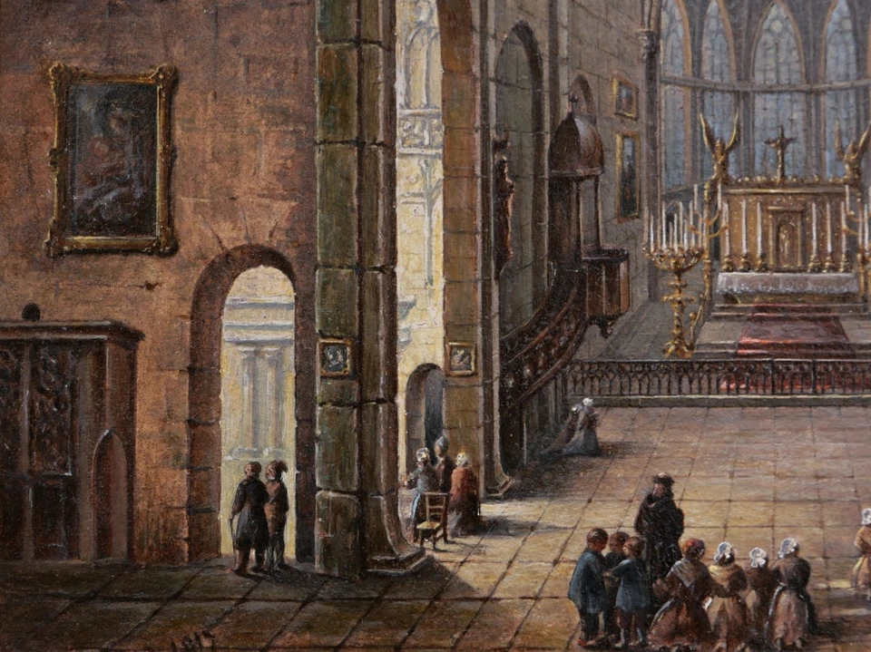 Dessin ancien tableau encadré intérieur église Notre-Dame Carce MARVEJOLS Lozère - Photo 3/4