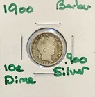 1900 Barber Dime 90% Silver US Coin