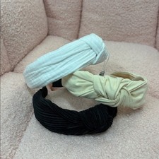 Set of Three Knotted Headbands - Black, White, Cream