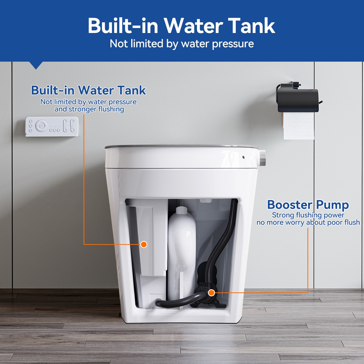 HOROW Smart Toilet Bidet Built-in Water Tank Auto Flush Warm water Dry UV