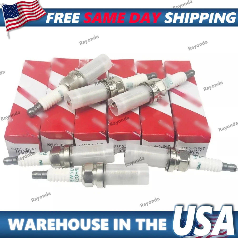 6 PCS 90919-01247 New Spark Plugs Fit Toyota Lexus Replace Denso FK20HR11 3426