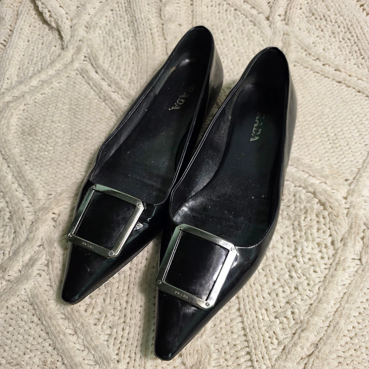 PRADA Buckle Patent Leather Flats for Women for sale | eBay