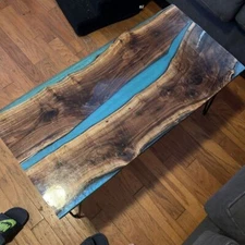 Walnut Wood Coffee Table , Epoxy Table, Wood Epoxy Table, Epoxy Dining Table top