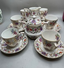 VICTORIA CZECHOSLOVAKIA TEA SET / 6 DEMITASSE CUPE WITH SAUCERS,CREAMER,SUGAR BO