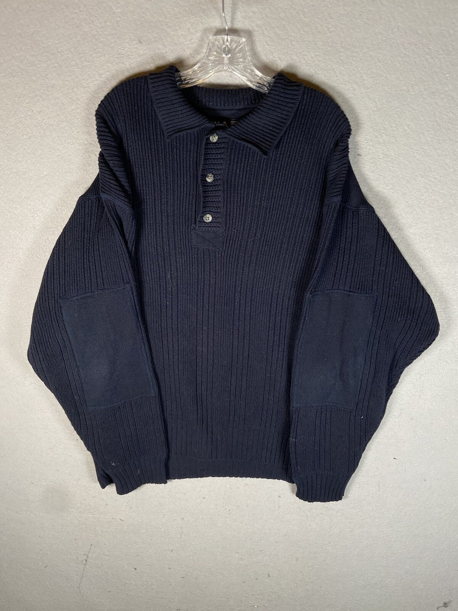 Fila Sport Sweater Navy Ribbed Mens Extra Large Crew Stretch