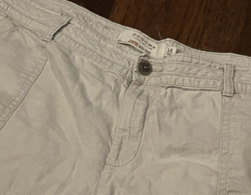 Sonoma Life Style Capri Mid Rise Size 16 Khaki Tan Linen/Rayon Light Weight - Picture 2 of 12