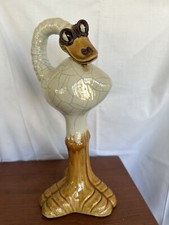 Large Stoneware Duck Figurine Caricature Sculpture Unsigned Ceramic Bird Vintage