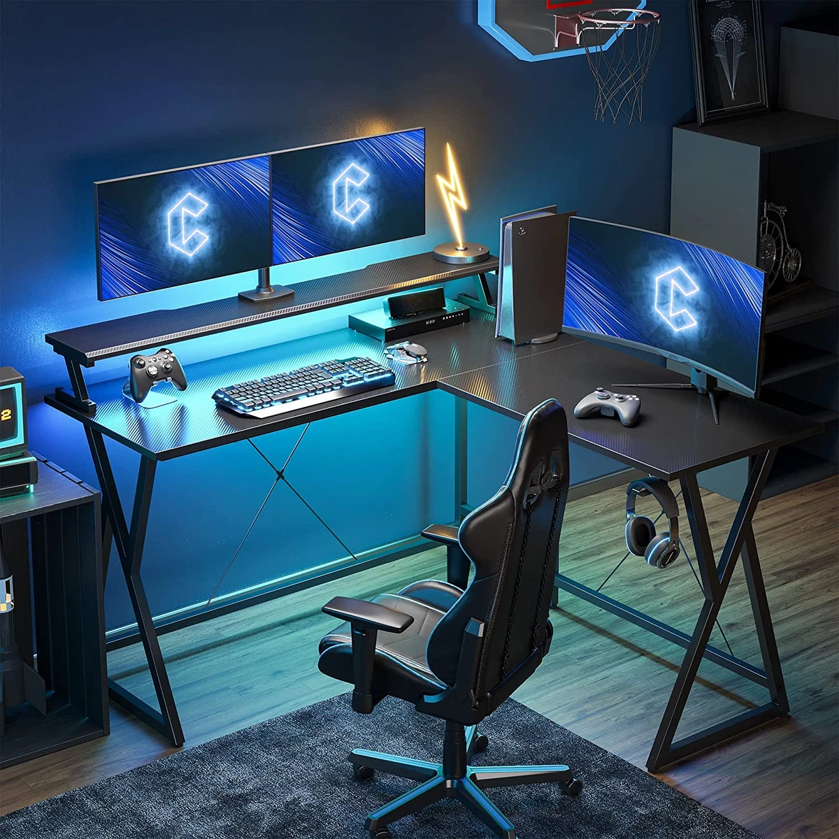 Stack Gaming Desk &amp; Desktop, Shaped Computer Gaming | eBay