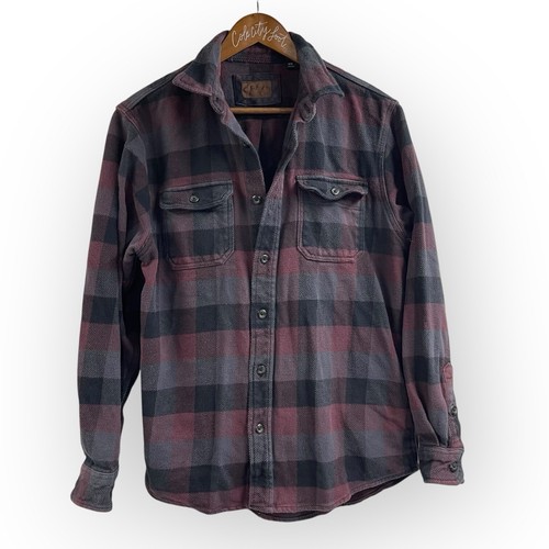 Orvis Brawny Flanell Langarm Hemd weinrot grau mittel dick warm