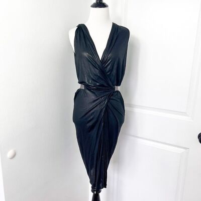 Ports 1961 Black Metallic Draped Jolie Jersey Mini Dress | eBay