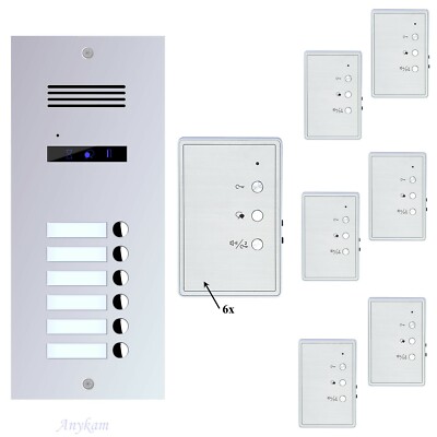 Türsprechanlage Edelstahl 2Draht Gegensprechanlage Klingel 6 Wohnung ES6A 6xDJ7A