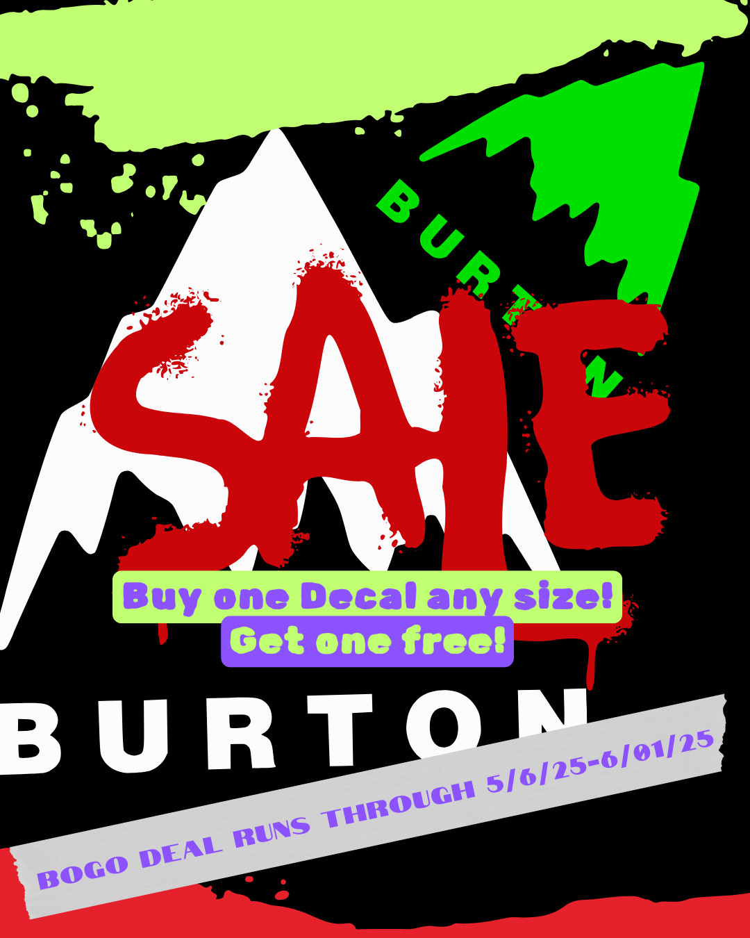 Burton Snowboards Decal Sticker - Ski, Snowboard, Freestyle X Games, Oakley