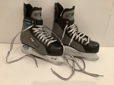NIKE BAUER SUPREME PRO ICE SKATES MEN SIZE 6 BLACK GRAY TUUK FASTEEL
