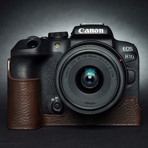 Funda protectora de media cámara de cuero genuino hecha a mano para Canon EOS R10 - Imagen 14 de 19