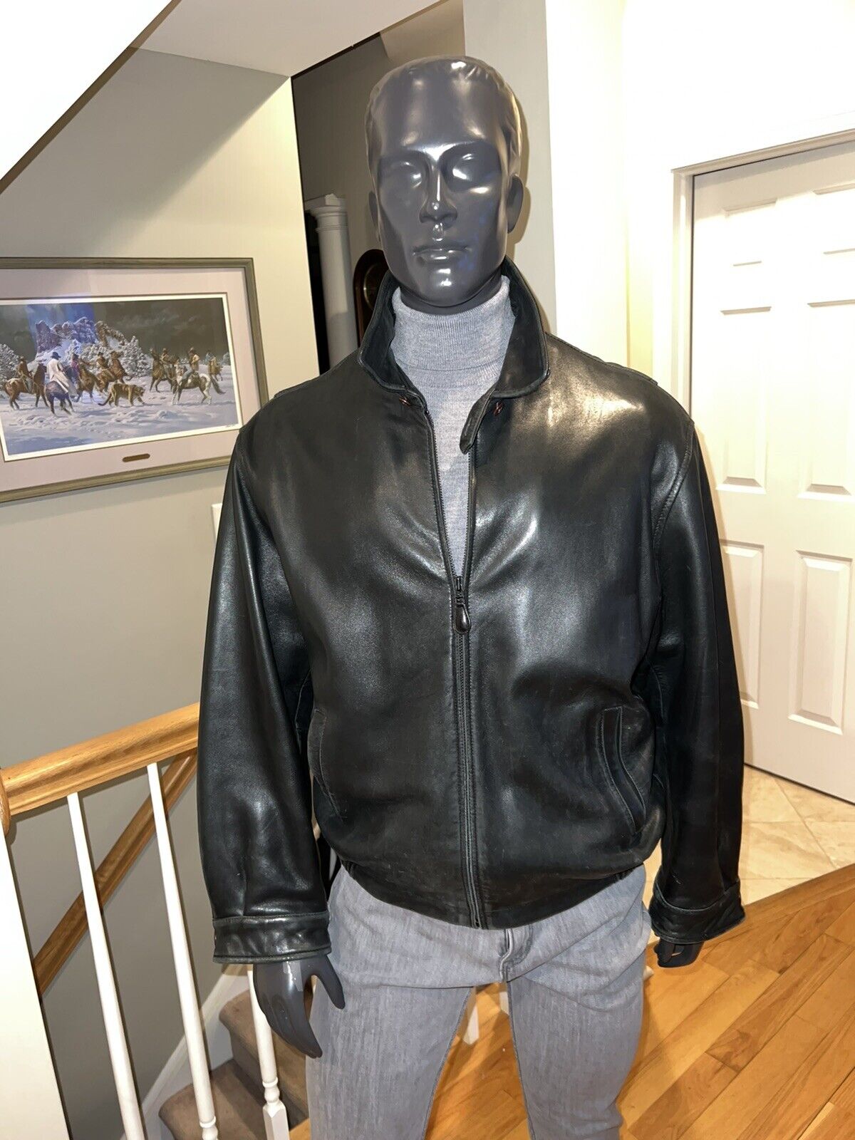 Nautica Men's black leather jacket size 44 - image 1