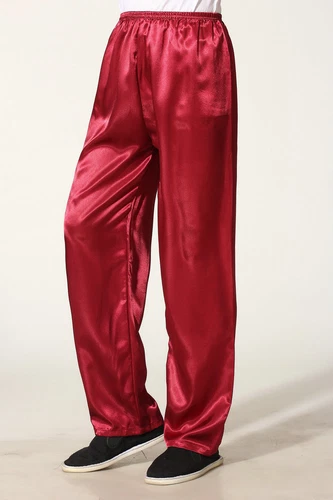 Mens Chinese Kung Fu Silk Suit Pajamas Black White Blue Red Size M- 2XL NEW - Picture 6 of 16