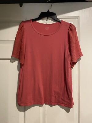 Loft Shirt Contrast Sleeve Women s Large Rose Color B108