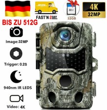 512G 32MP 4K Wildkamera mit Bewegungsmelder Nachtsicht Wildtierkamera + SD Karte