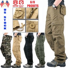 Men's 100 Cotton Cargo Work Pants Soldier Tactical Combat Outdoor Hiking Pant