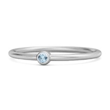 Solitaire 925 Sterling Silver 3 MM Round Blue Topaz Stackable Tiny Women Ring