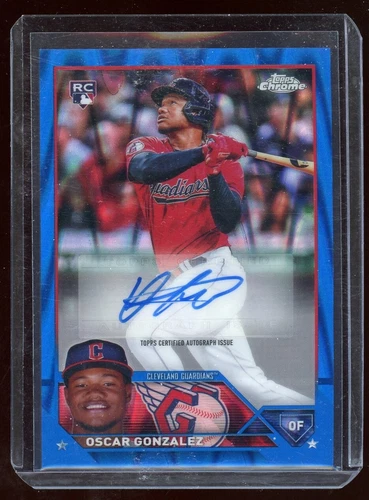 2023 Topps Chrome Update OSCAR GONZALEZ Rookie BLUE RAYWAVE RC Auto /150