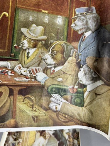 Vintage Original Print Lot Cassius Marcellus Coolidge Poker Smoking Dogs - Picture 5 of 10
