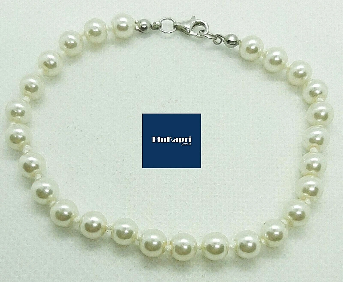 Set Di 5 Bracciali In Perle Finte Bianche Per Donna, Misure 4/6/8/10/12 Mm, Eleganti E Impilabili, Regalo