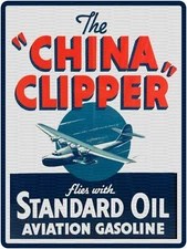 Standard Oil China Clipper Aviation 9" x 12" Metal Sign