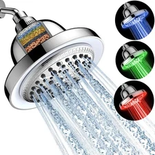 FEELSO Shower Head with LED, High Pressure Rain Shower Head with Filters 7 Modes