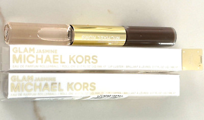 2x Michael Kors GLAM JASMINE Edp Rolleball/Roll on 0.17 fl oz + Lip Luster 5 ml