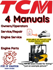 TCM FCG25N6 FORKLIFT OWNERS SERVICE ENGINE REPAIR SHOP PARTS MANUALS PDF ON USB