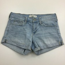 A F ABERCROMBIE FITCH Light Wash Cuffed Hem Denim Shorts Womens sz 2 W26