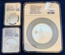 GREAT BRITAIN 2023 HARRY POTTER £10, £5, £2  COINS, ALL NGC CERTIFIED PF70 U.C.