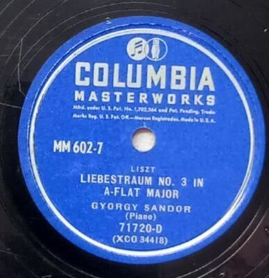GYORGY SANDOR LISZT SONATA QUASI FANTASIA/LIEBESTRAUM NO 3 A-FLAT 78 RPM 105-7