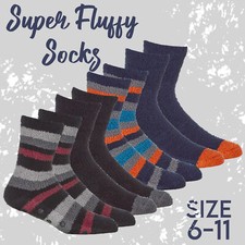 Mens Fluffy Cosy Slipper Super Soft Non Slip Warm Thermal Bed Socks Size UK 6-11