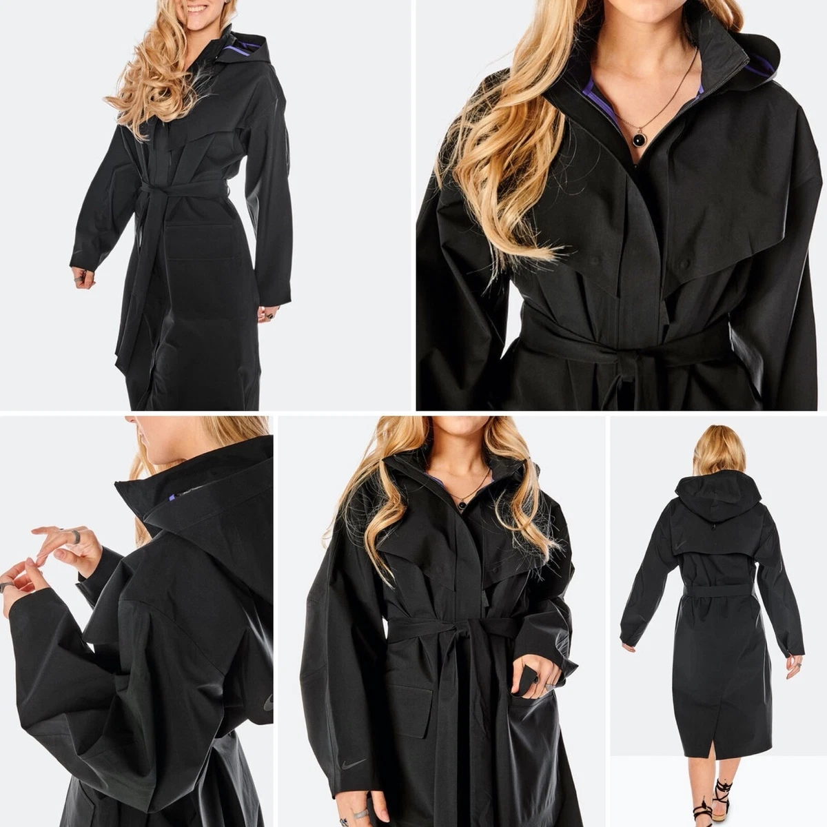 Nike Shield Women s Tech Pack Trench Long Hooded Black Jacket CZ8932 010 L 300