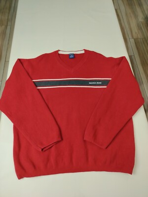 Nautica Jeans Co Knit Sweater Men's Size XL/TgRed Long Sleeve V