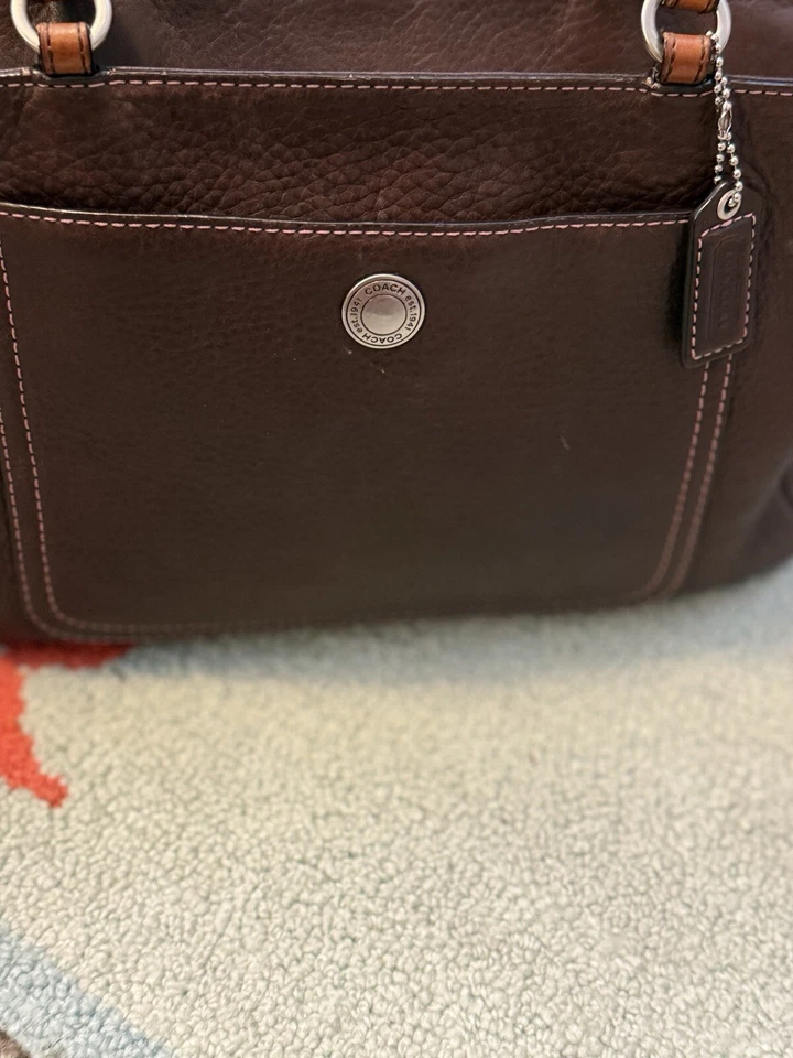 Bolso de Mano Coach Chelsea Vintage Cartera Cuero Guijarro Marrón G063-8E97 Forro Rosa Foto 2 de 4